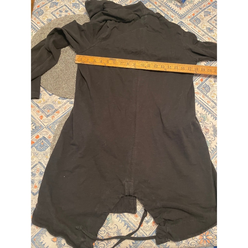 We The Free People Black Cotton Longline Full Zip Hoodie Jacket Fishtail Medium - Picture 4 of 5